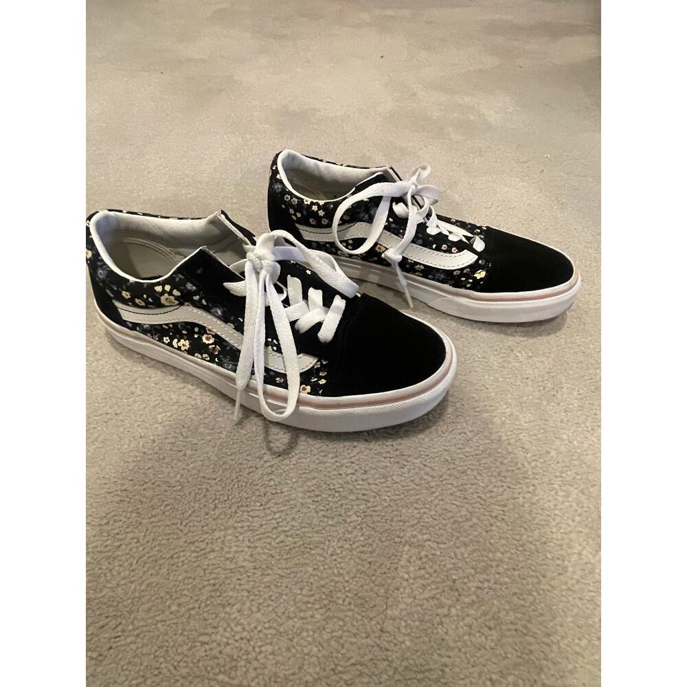 Vans Old Skool Floral Sneakers Girls Youth SZ 4.0 skater